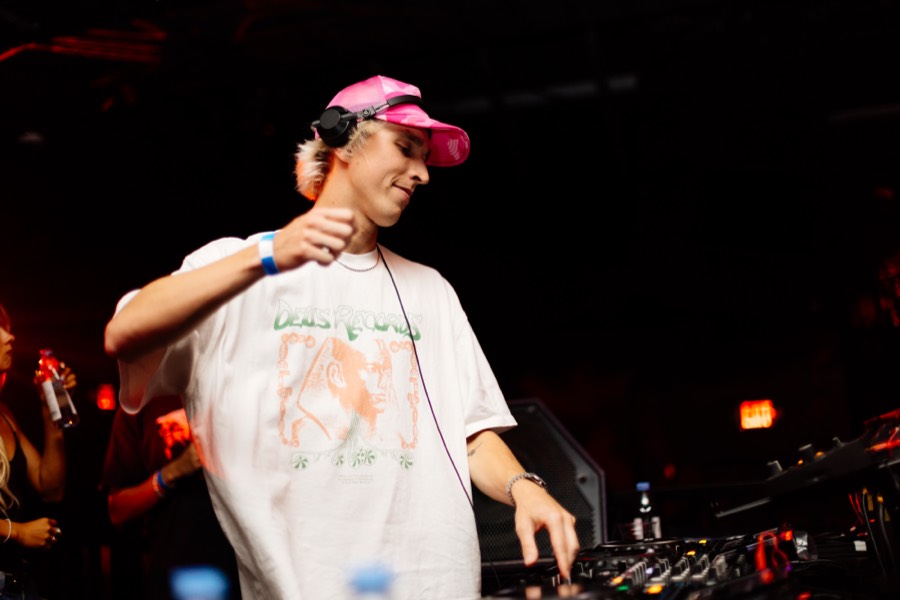 BBYFERG on the decks at Academy LA, crowd in front