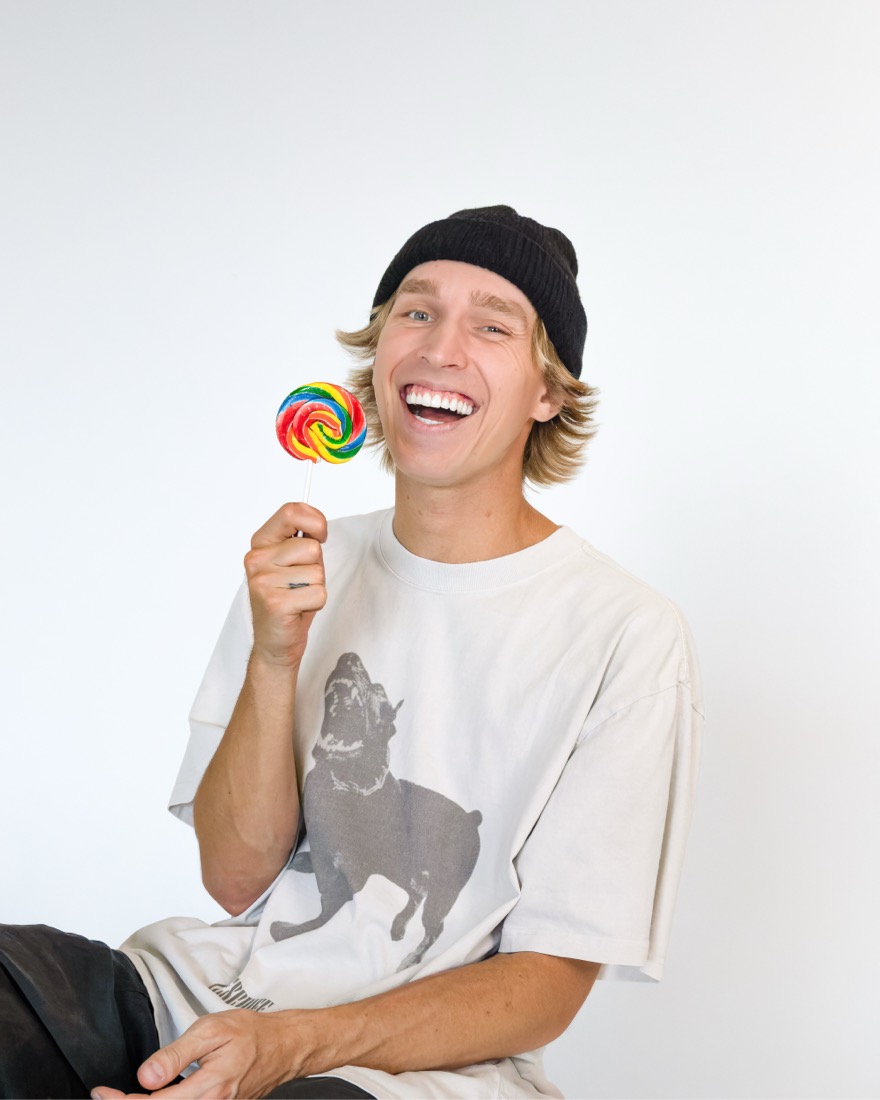 BBYFERG laughing with a lollipop